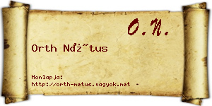Orth Nétus névjegykártya